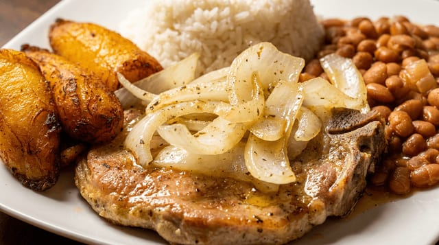 Pork Chop with Rice & 2 Sides.