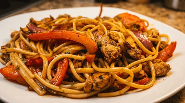Tallarines Saltado.