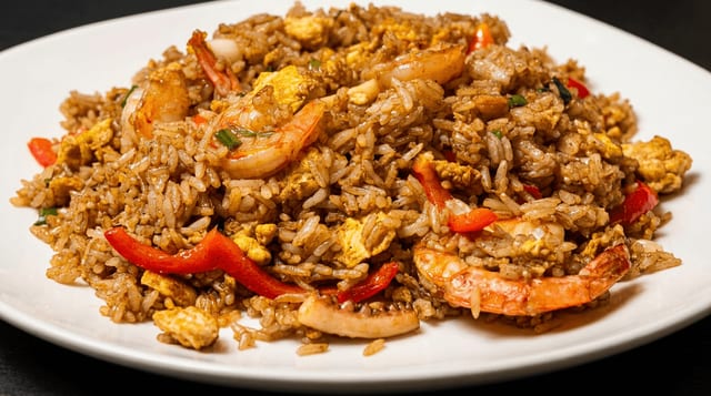 Arroz Chaufa de Mariscos.